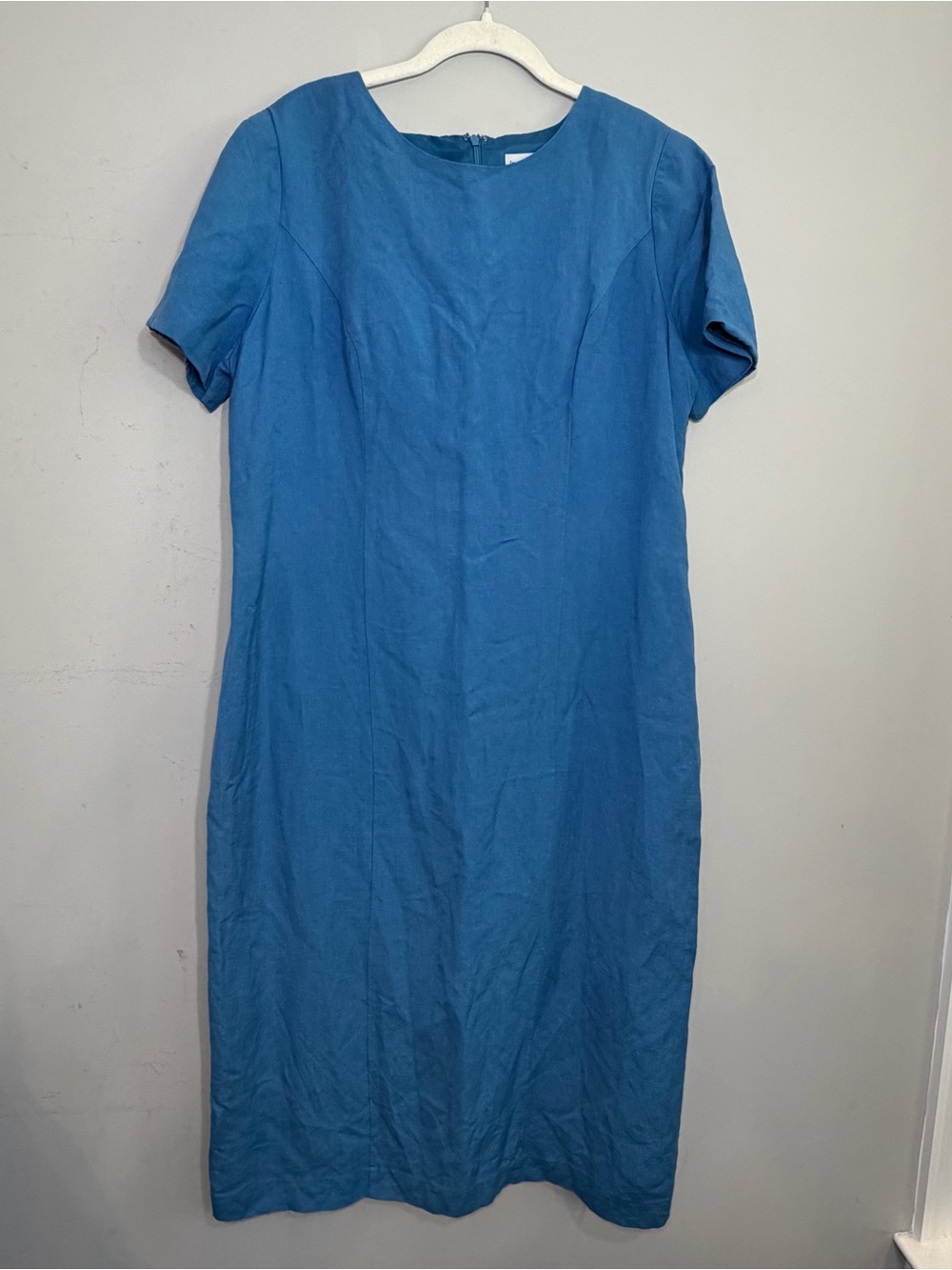 Jessica London blue linen rayon blend short sleeve dress size 14 WP